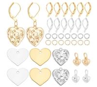 PH PandaHall 12pcs Kit de Fabrication de Boucles d'Oreilles DIY Boucles d'Oreilles Pendentif Cœur d'Amour Plaqué Or 14K Attaches à Levier Hypoallergéniques pour Femmes Bijoux