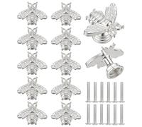PH PandaHall 12pcs Poignées d'armoire Abeille, Poignées de Tiroir en Forme d'abeille Argentée Métalliques Poignée de Tirage pour Meubles pour Coffret à Bijoux DIY Décoration de Meubles