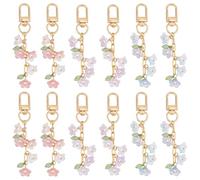 PH PandaHall 12pcs Porte Clés Muguet 3 Styles Fleur Feuille Breloques Porte Clés Mignon Acrylique Floral Sac Bourse Breloque avec Fermoirs Tournants pour Femmes Clés Voiture Sac à Dos Bourse Appareil