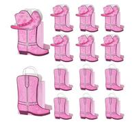 PH PandaHall 12pcs Sacs à Chapeaux Bottes de Cowboy Faveurs de Fête Western Sac Cadeau Papier Ouest Sauvage Sac Bonbons Rose avec Poignées pour Anniversaire Décorations Fête, 8x16x20cm