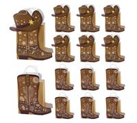 PH PandaHall 12pcs Sacs Papier Bottes Cowboy Chapeau Western Faveurs Fête Sacs Bonne Affaire Wild West Sachets Friandises Brun Sac Cadeau Poignées pour Anniversaire Fête Cadeau, 8x16x20cm