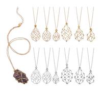 PH PandaHall 12pcs Support de Pierre de Cristal 3 tailles Collier Porte Cristal Support Réglable pour Pierres Précieuses Cage Vide Pendentif pour Bijoux de Mariage, Or/Platine