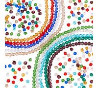 PH PandaHall 1300pcs 3mm Perles de Verre à Facettes, 10 Couleurs Cristal En Vrac pour Bracelets D'amitié, Colliers, Bijoux