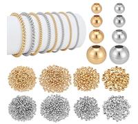 PH PandaHall 1300pcs Perles Intercalaires Plaqué Or 18K Perles Rondes en Métal Perle Ronde en Laiton pour la Fabrication de Bijoux Bracelets Colliers Boucles D'Oreilles Bricolage Déco Noël 2/2.5/3/4mm