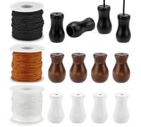 PH PandaHall 137 m Cordon Tressé pour Store Relevable Cordons de Store Romain de 1.5mm 3 Couleurs Cordon de Remplacement avec 12pcs Boutons en Bois pour Stores de Fenêtre Stores Romains Jardinage