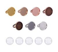 PH PandaHall 14 Ensembles 7 Couleurs Anneaux Réglables, Plateau de Lunette Vierge avec Base de Bague de Doigt avec Cabochons en Verre Transparent de 20 mm