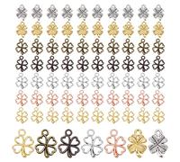 PH PandaHall 140pcs Saint-Patrick Breloques de Trèfle 7 styles Porte-bonheur à Quatre Feuilles Pendentifs de Trèfle en Métal Pendentifs Feuille Coeur Breloques en Alliage pour Collier Bracelet Bijoux