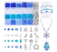 PH PandaHall 1446pcs Perles de Verre de Noël pour la Fabrication de Bijoux 4 couleurs Perles de Cristal à Facettes Bleues Transparentes Breloque D'Hiver pour Bracelet Collier Bijoux Bricolage, 4/6/8mm