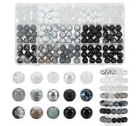 PH PandaHall 15 styles 10mm Perles Rondes en Verre 150pcs Perles Noires et Blanches pour Bracelet Mini Perle de Rocaille en Vrac Cristal Craquelé pour la Fabrication de Colliers Bracelets Bijoux