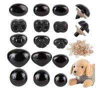 PH PandaHall 150 Ensembles Yeux et Nez de Sécurité Noirs, 15 Styles Yeux et Nez en Plastique au Crochet avec Rondelles Yeux d'ours en Peluche pour Bricolage Marionnettes Animaux en Peluche Artisanale