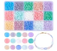 PH PandaHall 150g Perles de Rocaille en Verre, 15 couleurs 3mm Perles de Cristal Givré Transparentes Perles de Taille Kit de Perles de Rocaille en Vrac pour le Printemps et L'Été Bracelet D'Amitié