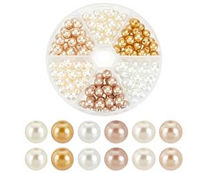 PH PandaHall 150pcs 8mm Perles de verre 6 perles artisanales de couleur métallique Perles rondes pour la décoration de la maison de fête de mariage Fabrication de bijoux DIY