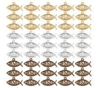 PH PandaHall 150pcs Breloques en Forme de Poisson Jésus 3 Couleurs Pendentif en Alliage Antique Perles de Charme pour Pâques Eid Mubarak Ramadan Bracelet Collier Porte Clés Bijoux