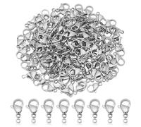 PH PandaHall 150pcs Fermoirs à Bijoux en Acier Inoxydable 304, 12x7.5mm Fermoirs Mousqueton Fermoir à Gâchette en Métal Crochets de Fixation Connecteur pour Collier Bracelet Porte-Clés DIY Fête Noël