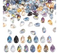 PH PandaHall 150pcs Perles de Verre en Forme de Larme 15 couleurs Perles en Forme de Goutte D'Eau Galvanisées Perles en Cristal Percées Sur le Dessus pour Saint Valentin Bracelets Colliers 6x9mm