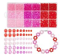 PH PandaHall 1590pcs Perles à Facettes 9 couleurs Perle Rouge Rose Violet Perles Rondelles 3 tailles Perle Acrylique pour la Sensibilisation au Cancer du Sein Fabrication de Bijoux Bracelet, 4/6/8mm
