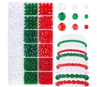 PH PandaHall 1590pcs Perles à Facettes en Acrylique pour Noël 4mm 6mm 8mm Perles de Cristal Rondelles Perle Rouge Vert Transparent pour Bracelets Colliers Boucles D'Oreilles Fabrication de Bijoux