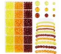 PH PandaHall 1590pcs Perles de Cristal 4mm 6mm 8mm Perles à Facettes en Acrylique 3 couleurs Perle Marron Jaune et Orange pour Automne Hiver Noël Bracelets Colliers Boucles D'Oreilles Bijoux