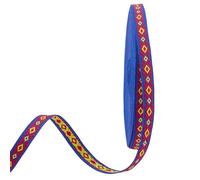 PH PandaHall 15m Ruban Jacquard 1cm Rubans Jacquard Rhombus Garniture Brodée Géométrique Tissé Frange Garniture Ethnique Étroit Ruban Style Bohème pour Couture Décoration D'Intérieur Cadeaux, Bleu