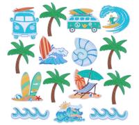 PH PandaHall 15pcs Patch Thème de la Plage D'été 10 Styles Patchs Brodés à Coudre Chaise de plage Sea Wave Coudre Thermocollant pour Chapeaux Sacs à Dos Vêtements Jeans Vestes Casquettes DIY