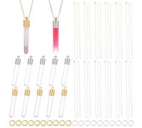 PH PandaHall 16 ensembles Collier pendentif flacon en verre, Petite bouteille transparente vide Bouteille de souhaits mémoire avec chaînes de collier pour collier de parfum et artisanat, doré/platine
