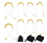 PH PandaHall 16 sets Bracelets Chapelet de Poche Chapelet à une Dizaine Cordon Perles Dorées Bracelet avec Breloque Croix Pochette en Velours pour Femme Homme Cadeaux Baptême Communion Décoration Fête