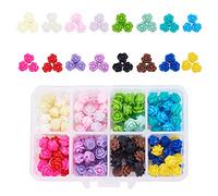 PH PandaHall 160pcs 16 Couleurs Fleur Boutons de Perles de Résine Base Plate Embellissements de Perles de Bijoux Roses pour l'artisanat Bricolage, Scrapbook, Fabrication de Bijoux