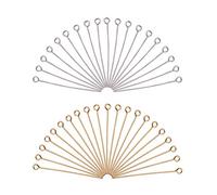 PH PandaHall 160pcs 40mm Épingle à oeil Tige Acier Inoxydable Bijoux, Tige Boucle D'oreille pour la Fabrication de Pendentifs de Boucles D'oreilles de Bijoux, couleur argentée et dorée, Trou: 2mm