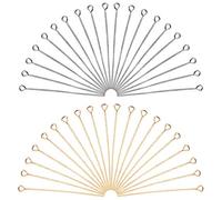 PH PandaHall 160pcs 45mm Broches de Tête en Acier Inoxydable 0.7 mm Broche à œil Ouvert pour la Fabrication Artisanale de Bijoux de Pendentif de Boucle d'oreille, Or/Argent