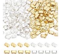 PH PandaHall 160pcs Perles de Rocaille à 2 trous Perles de Tila Argent/Or