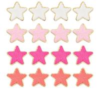 PH PandaHall 16pcs 4 Couleurs Étoiles Patchs Thermocollants pour Vêtements Patchs à Coudre avec Paillette Rose Étoiles Appliques Adhésives pour Vêtements 6.6x7cm