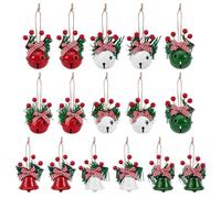 PH PandaHall 16pcs 8 Styles Clochettes de Noël Cloche Décorative de Noël avec Nœud Papillon pour Ornament d'artisanat de la couronne