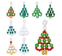 PH PandaHall 16pcs 8 Styles Sapin de Noël Perlé Breloques Sapin de Noël 3D Mignons en Verre 5cm Perles de Rocaille en Verre Rouge et Vert Pendentifs pour Bijoux Boucles D'Oreilles Décoration