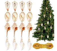 PH PandaHall 16pcs Ornements de Noël en Coquillages 4 Styles Grands Pendants Coquille pour Artisanat avec Trous Percés et 10m Corde Métallique pour Arbre de Noël Décoration Maison Artisanat