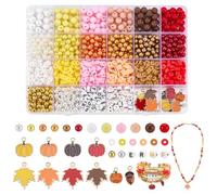 PH PandaHall 1760+ Perles D'Automne pour la Fabrication de Bracelets Perles de Bijoux Jaune Orange Acrylique Lettre Perle Citrouille Érable Breloque pour Automne Hiver Bijoux Décoration Noël