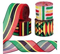 PH PandaHall 18.3m 4 Styles Décorations Kwanzaa Ruban D'Histoire Noire Couronne Kwanzaa Nœuds pour Porte D'Entrée Décoration de Fête Décoration Murale Ornement de Sommet D'Arbre 64mm