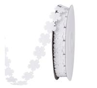 PH PandaHall 18.3m Ruban de Fleurs 18mm Ruban de Gaufrage Blanc Bordure Décorative en Dentelle Florale en Polyester pour Emballage Cadeau D'Anniversaire et Couture
