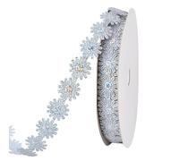 PH PandaHall 18.3m Ruban Fleur Argenté 17mm Ruban de Gaufrage Décoratif en Polyester pour Emballage Cadeau D'Anniversaire Couture et Artisanat