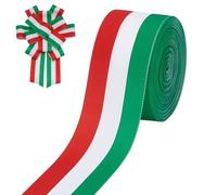 PH PandaHall 18.3m Ruban Gros Grain en Polyester à Rayures Rouges Blanches et Vertes 50mm Rubans Double Face Drapeau Italien pour DIY Décoration de Fête Arbre de Noël, Couronne de Noël