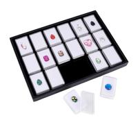 PH PandaHall 18 Porte Gemmes avec Étui Boîte de Présentation de Pierres 5.7x3.7cm Précieuses Boîte de Rangement Carrée pour Pierres Précieuses pour Objets de Collection Pierre de Cristal Strass Blan