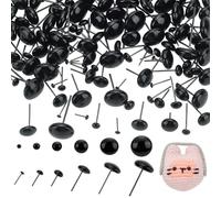 PH PandaHall 180pcs 6 Tailles Kits D'Yeux en Verre Haricots Noirs Type D’Aiguille Yeux Boules 2/4/6/8/10/12mm Mini Yeux pour Lapins Feutrés Ours Teddy