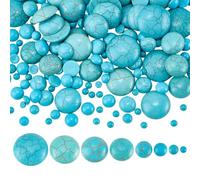 PH PandaHall 180pcs Cabochons Turquoise en Pierre Synthétique 8 tailles Dôme Texturé Pierres Précieuses Perle Turquoise Demi Ronde Pierre Bleue à Dos Plat pour Boucles D'Oreilles Bracelet Bague 4-20mm
