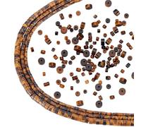 PH PandaHall 180pcs Perles en Œil de Tigre Naturel 3 tailles Brins Perles en Pierre Cylindriques Entretoises Heishi en Disque Rondes en Vrac pour la Fabrication de Bijoux Bracelet Artisanat