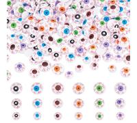 PH PandaHall 180pcs Yeux en Résine Cabochons avec Yeux 6 Couleurs Demi Ronds Injectés de Sang 8/10/12mm Œil Cabochon Effrayant d'halloween pour Animaux en Peluche Amigurumi