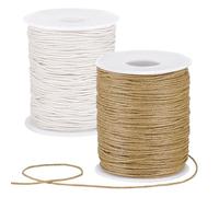 PH PandaHall 183m Cordon Coton Ciré 1mm Cordon Ciré pour Bracelet, Fil Coton Ciré Fil pour Bracelet Perle Fils de Cirés Ficelle pour Bracelets Colliers Macramé Couture, Burlywood/Beige
