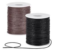 PH PandaHall 183m Cordon Coton Ciré 1mm Cordon Ciré pour Bracelet, Fil Coton Ciré Fil pour Bracelet Perle Fils de Cirés Ficelle pour Bracelets Colliers Macramé Couture, Noir/Brun