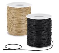 PH PandaHall 183m Cordon Coton Ciré 1mm Cordon Ciré pour Bracelet, Fil Coton Ciré Fil pour Bracelet Perle Fils de Cirés Ficelle pour Bracelets Colliers Macramé Couture, Burlywood/Noir