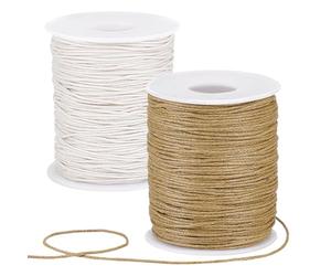 PH PandaHall 183m Cordon Coton Ciré 1mm Cordon Ciré pour Bracelet, Fil Coton Ciré Fil pour Bracelet Perle Fils de Cirés Ficelle pour Bracelets Colliers Macramé Couture, Burlywood/Beige