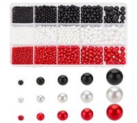 PH PandaHall 1860pcs 5 tailles Perles de Remplissage de Vase Perles Non Percées 2.5/4/5/6/8mm Perles Acryliques Sans Trou pour Remplissage de Vase Décoration de Fête, Noir/Blanc/Rouge