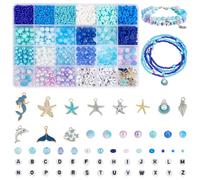 PH PandaHall 1863pcs 24 Style Kit de Perles Noël Bleues Perles en Argile Polymère de 6mm Perles Heishi Perles de Rocaille en Verre de 3mm Perles de Lettres de L'Alphabet avec Pendentif pour Bijoux